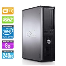 Unité centrale Optiplex 780 Desktop - Gris - Intel Core Duo E5300 / 2.60 GHz - RAM 8 Go - SSD 240 Go - DVD - Gigabit Ethernet - Wifi - Windows 7