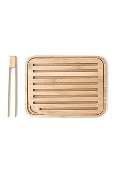 ustensile de cuisine generique pebbly nba055 set planche à pain et pince à toast bambou beige 26x20x2 cm 2 unité(s)
