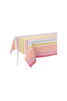 nappe de table amadeus - nappe enduite à rayures multicolores carrée