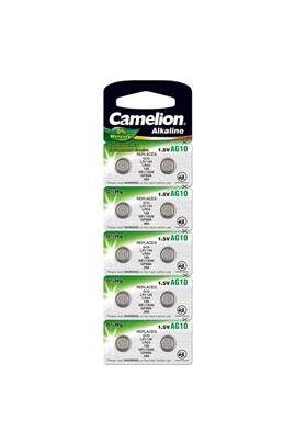 Piles CAMELION Blister de 10 piles bouton Alkaline AG10 1.5v Camélion 0%  mercure