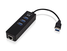 Ewent EW1140 - Adaptateur réseau - USB 3.1 - Gigabit Ethernet x 1 + USB 3.1 x 3 - noir