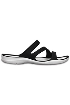 chaussures de sport nautique cross sandales crocs swiftwater sandal blanches et noires taille 38-39