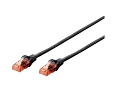 RJ45 Câble réseau, câble patch CAT 6 U/UTP 3.00 m noir torsadé par paire