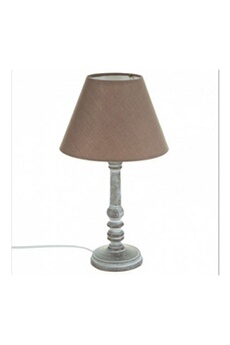 lampe à poser jja lampe taupe en bois 36 cm de hauteur