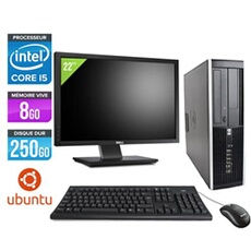Pc Elite 8200 SFF + Ecran 22'' - Noir - Intel Core i5-2400 / 3.10 GHz - RAM 8 Go - HDD 250 Go - DVD - Gigabit Ethernet - Ubuntu / Linux