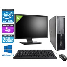 Pc Elite 8200 SFF + Ecran 22'' - Noir - Intel Core i5-2400 / 3.10 GHz - RAM 4 Go - HDD 250 Go - DVD - Gigabit Ethernet - Windows 10 Professionnel