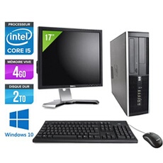 Pc Elite 8200 SFF + Ecran 17'' - Noir - Intel Core i5-2400 / 3.10 GHz - RAM 4 Go - HDD 2 To - DVD - Gigabit Ethernet - Windows 10 Professionnel