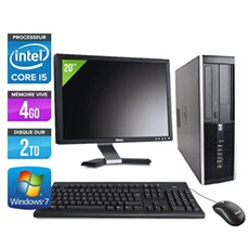 Pc Elite 8200 SFF + Ecran 20'' - Noir - Intel Core i5-2400 / 3.10 GHz - RAM 4 Go - 2 To - DVD - Gigabit Ethernet - Windows 7 Professionnel