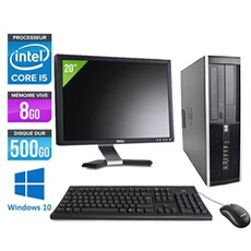 Pc Elite 8200 SFF + Ecran 20'' - Noir - Intel Core i5-2400 / 3.10 GHz - RAM 8 Go - HDD 500 Go - DVD - Gigabit Ethernet - Windows 10 Professionnel