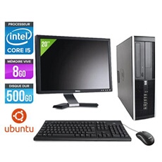 Pc Elite 8200 SFF + Ecran 20'' - Noir - Intel Core i5-2400 / 3.10 GHz - RAM 8 Go - HDD 500 Go - DVD - Gigabit Ethernet - Ubuntu / Linux