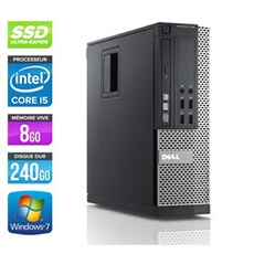 Unité centrale Optiplex 790 SFF - Noir - Intel Core i5-2400 / 3.10 GHz - RAM 8 Go - SSD 240 Go - DVD - Gigabit Ethernet - Windows 7 Professionnel