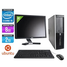Pc Elite 8200 SFF + Ecran 20'' - Noir - Intel Core i5-2400 / 3.10 GHz - RAM 8 Go - HDD 2 To - DVD - Gigabit Ethernet - Ubuntu / Linux