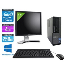 Ordinateur Optiplex 790 SFF + Ecran 17'' - Noir - Intel Core i5-2400 / 3.10 GHz - RAM 4 Go - HDD 250 go - DVD - Gigabit Ethernet - Windows 10
