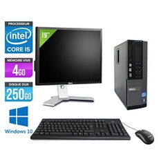Ordinateur Optiplex 790 SFF + Ecran 19'' - Noir - Intel Core i5-2400 / 3.10 GHz - RAM 4 Go - HDD 250 go - DVD - Gigabit Ethernet - Windows 10