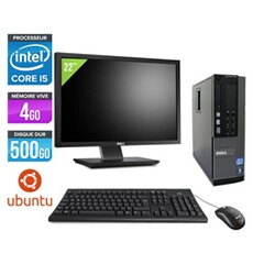 Ordinateur Optiplex 790 SFF + Ecran 22'' - Noir - Intel Core i5-2400 / 3.10 GHz - RAM 4 Go - HDD 500 Go - DVD - Gigabit Ethernet - Ubuntu - Linux