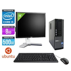 Ordinateur Optiplex 790 SFF + Ecran 19'' - Noir - Intel Core i5-2400 / 3.10 GHz - RAM 8 Go - HDD 500 Go - DVD - Gigabit Ethernet - Ubuntu - Linux
