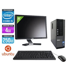 Ordinateur Optiplex 790 SFF + Ecran 20'' - Noir - Intel Core i5-2400 / 3.10 GHz - RAM 4 Go - HDD 250 Go - DVD - Gigabit Ethernet - Ubuntu - Linux
