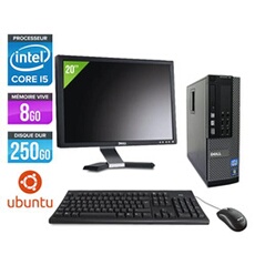 Ordinateur Optiplex 790 SFF + Ecran 20'' - Noir - Intel Core i5-2400 / 3.10 GHz - RAM 8 Go - HDD 250 Go - DVD - Gigabit Ethernet - Ubuntu - Linux