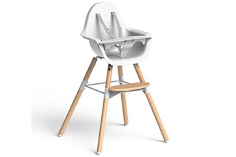 Chaises hautes et réhausseurs bébé Childwood Chaise haute bébé evolu 2 naturel/blanc 2 en 1 avec arceau