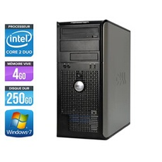 Unité centrale Optiplex 780 Tour - Gris - Intel Core 2 Duo E7500 / 2.93 GHz - RAM 4 Go - HDD 250 Go - DVD - Gigabit Ethernet - Windows 7