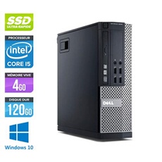 Unité centrale Optiplex 7010 SFF - Noir - Intel Core i5-3470 / 3.20 GHz - RAM 4 Go - SSD 120 Go - DVDRW - Gigabit Ethernet - Windows 10 Professionnel
