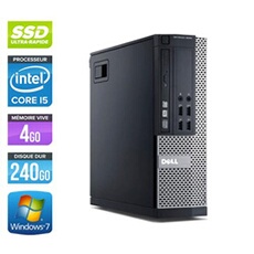 Unité centrale Optiplex 7010 SFF - Noir - Intel Core i5-3470 / 3.20 GHz - RAM 4 Go - SSD 240 Go - DVDRW - Gigabit Ethernet - Windows 7 Professionnel