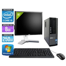 Pc Optiplex 7010 SFF + Ecran 19'' - Noir - Intel Core i5-3470 / 3.20 GHz - RAM 8 Go - HDD 250 Go - DVDRW - Gigabit Ethernet - Windows 7 Professionnel
