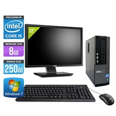 Pc Optiplex 7010 SFF + Ecran 22'' - Noir - Intel Core i5-3470 / 3.20 GHz - RAM 8 Go - HDD 250 Go - DVDRW - Gigabit Ethernet - Windows 7 Professionnel