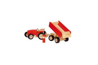 Autre jeux éducatifs et électroniques Goki Tracteur avec remorque rouge - jeu goki bois 55942