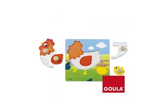 Puzzle Goula Puzzle en bois 4 pièces : la poule et son petit poussin