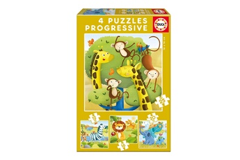 Puzzle Educa 4 puzzles progressifs : animaux sauvages