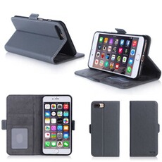 Coque et étui téléphone mobile XEPTIO Apple iPhone 8 PLUS 5.5 pouces : Housse Portefeuille luxe noire Cuir Style avec stand - Housse coque de protection iPhone 8+ 5,5 avec porte cartes