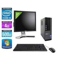 Ordinateur Optiplex 790 SFF + Ecran 17'' - Noir - Intel Core i5-2400 / 3.10 GHz - RAM 4 Go - HDD 500 Go - DVD - Gigabit Ethernet - Windows 7