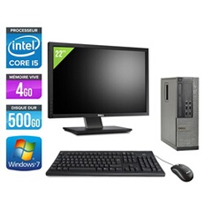 Pc Optiplex 7010 SFF + Ecran 22'' - Noir - Intel Core i5-3470 / 3.20 GHz - RAM 4 Go - HDD 500 Go - DVDRW - Gigabit Ethernet - Windows 7 Professionnel