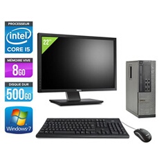 Pc Optiplex 7010 SFF + Ecran 22'' - Noir - Intel Core i5-3470 / 3.20 GHz - RAM 8 Go - HDD 500 Go - DVDRW - Gigabit Ethernet - Windows 7 Professionnel