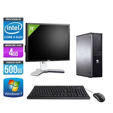 Ordinateur Optiplex 780 Desktop + Ecran 19'' - Gris - Intel Core 2 Duo E7500 / 2.93 GHz - RAM 4 Go - HDD 500 Go - DVD - Gigabit Ethernet - Windows 7