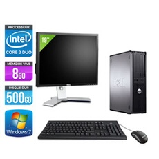 Ordinateur Optiplex 780 Desktop + Ecran 19'' - Gris - Intel Core 2 Duo E7500 / 2.93 GHz - RAM 8Go - HDD 500 Go - DVD - Gigabit Ethernet - Windows 7