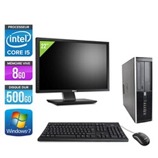 Ordinateur Elite 8100 SFF + Ecran 22'' - Noir - Intel Core i5-650 / 3.2 GHz - RAM 8 Go - HDD 500 Go - DVDRW - Gigabit Ethernet - Windows 7