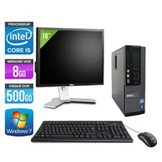 Ordinateur Optiplex 790 SFF + Ecran 19'' - Noir - Intel Core i5-2400 / 3.10 GHz - RAM 8 Go - HDD 500 Go - DVD - Gigabit Ethernet - Windows 7