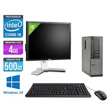Pc Optiplex 7010 SFF + Ecran 19'' - Noir - Intel Core i5-3470 / 3.20 GHz - RAM 4 Go - HDD 500 Go - DVDRW - Gigabit Ethernet - Windows 10