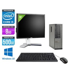Pc Optiplex 7010 SFF + Ecran 19'' - Noir - Intel Core i5-3470 / 3.20 GHz - RAM 8 Go - HDD 500 Go - DVDRW - Gigabit Ethernet - Windows 10