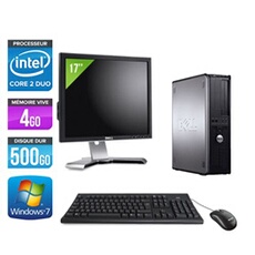 Ordinateur Optiplex 780 Desktop + Ecran 17'' - Gris - Intel Core 2 Duo E7500 / 2.93 GHz - RAM 4 Go - HDD 500 Go - DVD - Gigabit Ethernet - Windows 7