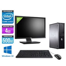Ordinateur Optiplex 780 Desktop + Ecran 22'' - Gris - Intel Core 2 Duo E7500 / 2.93 GHz - RAM 4 Go - HDD 500 Go - DVD - Gigabit Ethernet - Windows 10