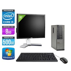 Pc Optiplex 7010 SFF + Ecran 19'' - Noir - Intel Core i5-3470 / 3.20 GHz - RAM 8 Go - HDD 500 Go - DVDRW - Gigabit Ethernet - Windows 7 Professionnel