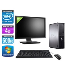 Ordinateur Optiplex 780 Desktop + Ecran 22'' - Gris - Intel Core 2 Duo E7500 / 2.93 GHz - RAM 4 Go - HDD 500 Go - DVD - Gigabit Ethernet - Windows 7
