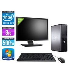 Ordinateur Optiplex 780 Desktop + Ecran 22'' - Gris - Intel Core 2 Duo E7500 / 2.93 GHz - RAM 8Go - HDD 500 Go - DVD - Gigabit Ethernet - Windows 7