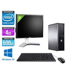 Ordinateur Optiplex 780 Desktop + Ecran 19'' - Gris - Intel Core 2 Duo E7500 / 2.93 GHz - RAM 4 Go - HDD 500 Go - DVD - Gigabit Ethernet - Windows 10