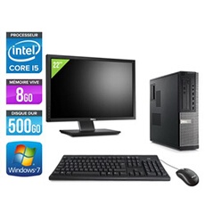 Pc Optiplex 790 Desktop + Ecran 22'' - Noir - Intel Core i5-2400 / 3,10 GHz - RAM 8Go - HDD 500 Go - DVD - Gigabit Ethernet - Windows 7 Professionnel