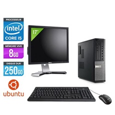 Pc Optiplex 790 Desktop + Ecran 17'' - Noir - Intel Core i5-2400 / 3,10 GHz - RAM 8Go - HDD 250 Go - DVD - Gigabit Ethernet - Ubuntu / Linux