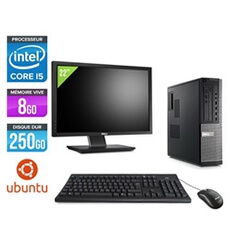 Pc Optiplex 790 Desktop + Ecran 22'' - Noir - Intel Core i5-2400 / 3,10 GHz - RAM 8Go - HDD 250 Go - DVD - Gigabit Ethernet - Ubuntu / Linux